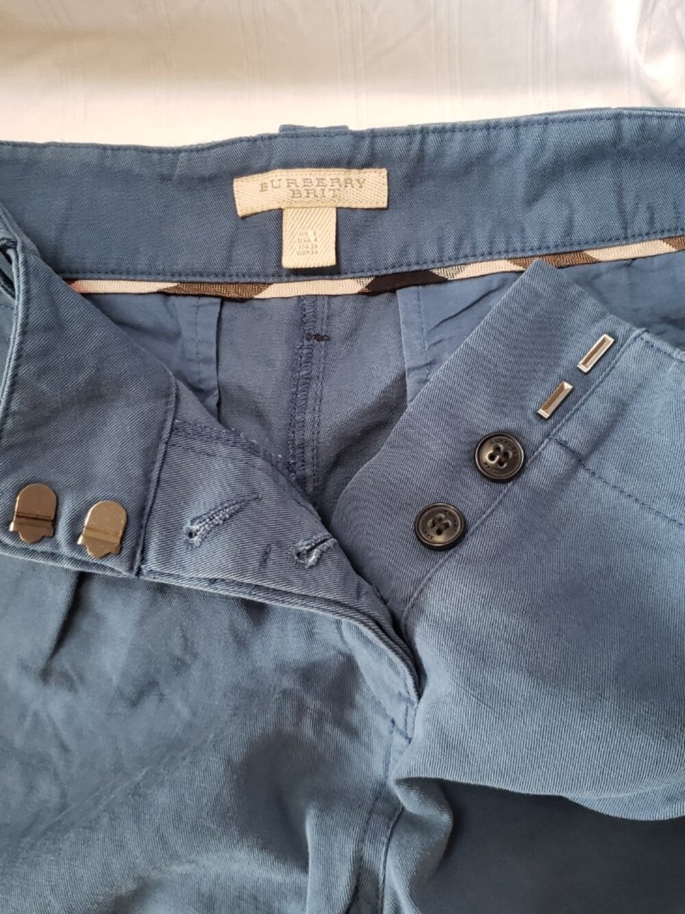 Burberry Brit Shorts Blue Cotton Linen Size 4 - Picture 3 of 14